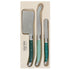 Andre Verdier Laguiole Debutant 3pc Cheese Knife Set Forest Green
